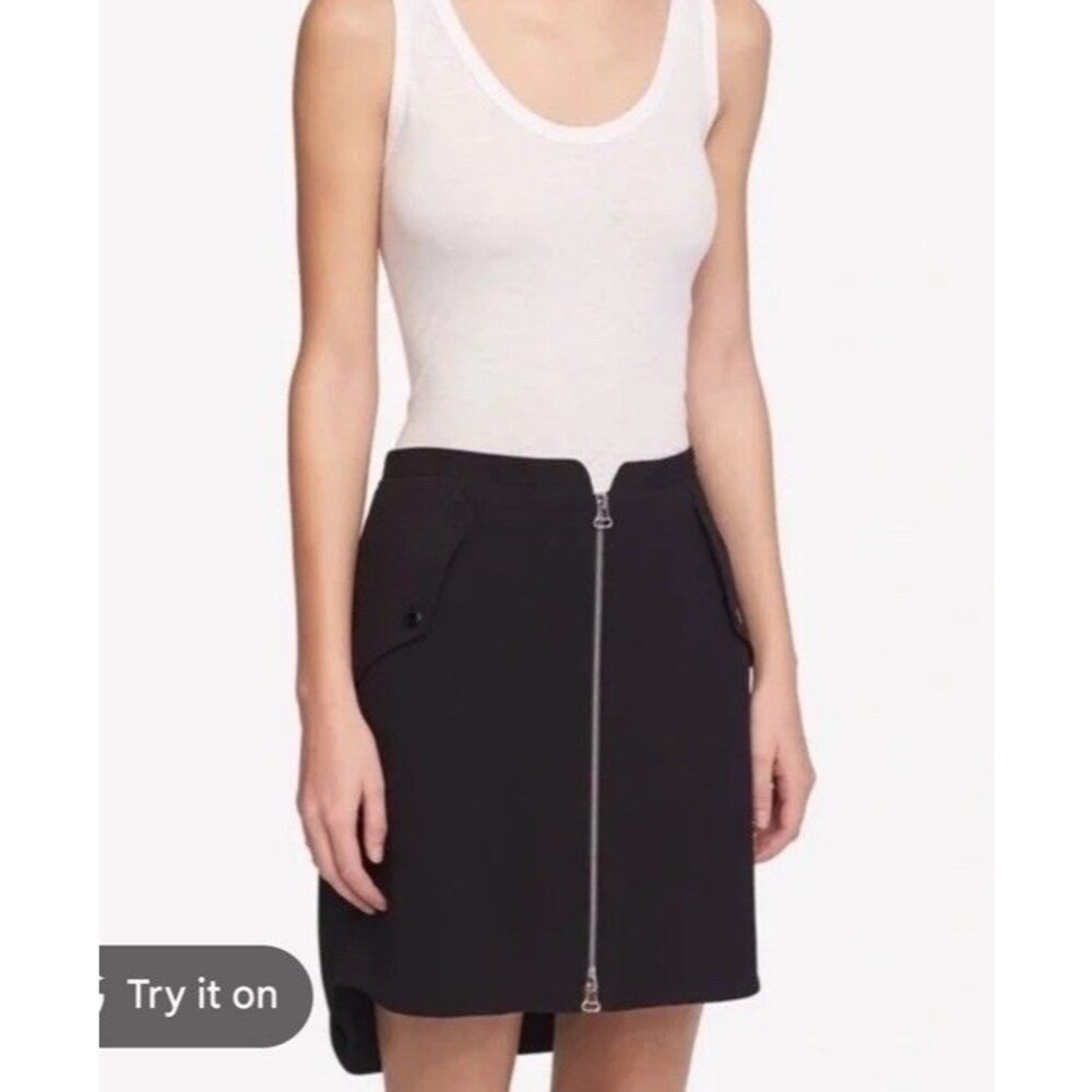 RAG & BONE Black Maverick Skirt Size 10 Zipper Front Snap Pockets